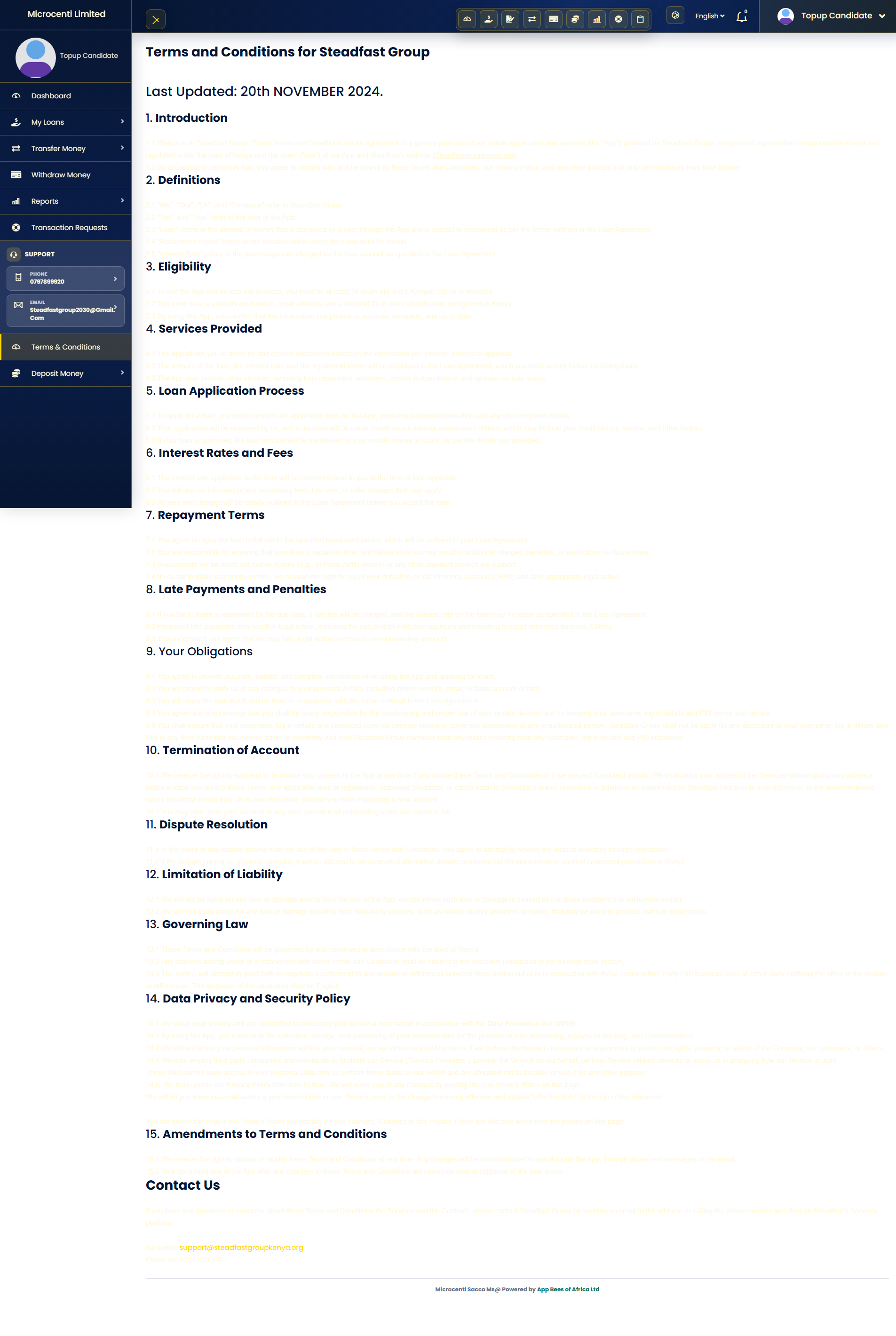 Terms screenshot